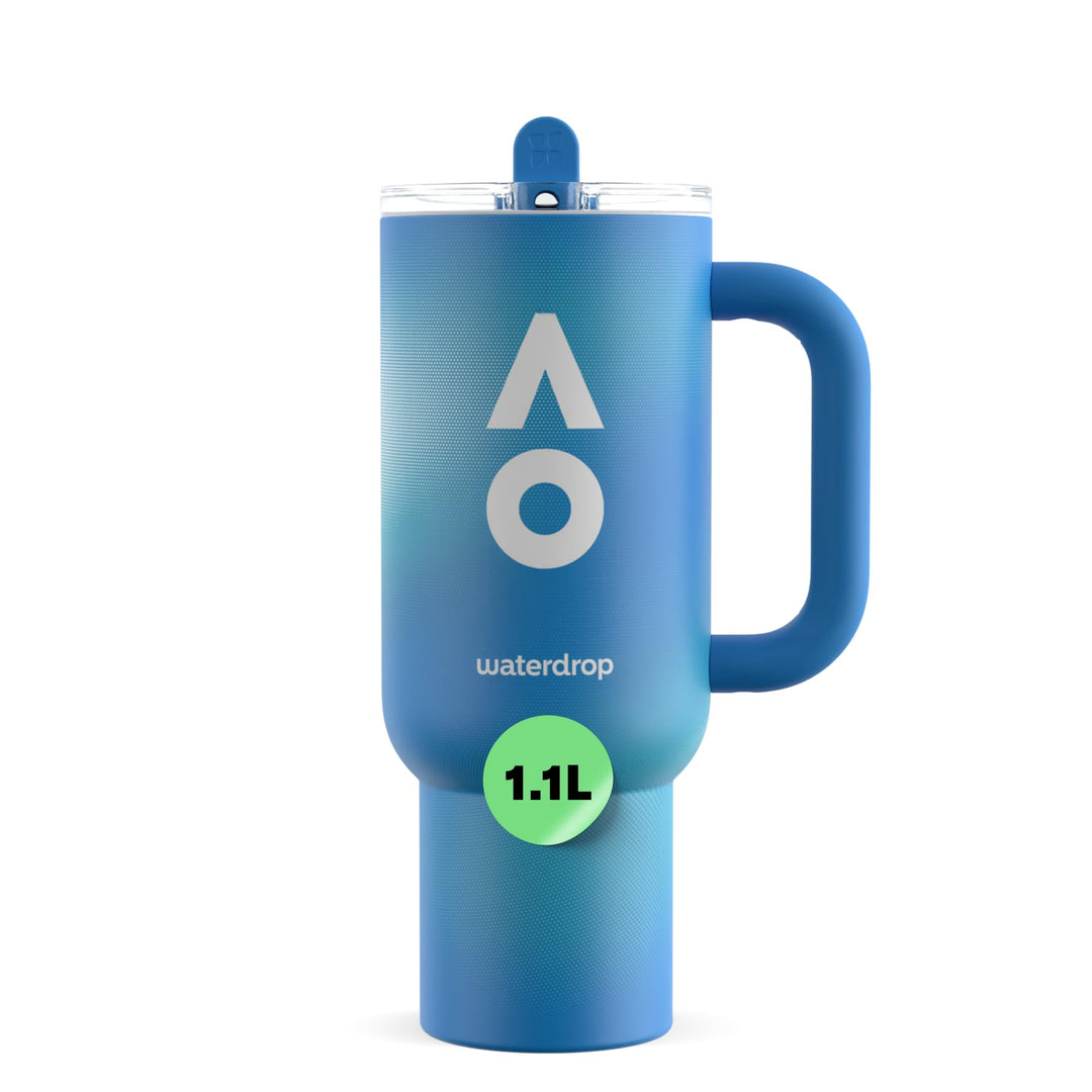 waterdrop® Australian Open 2026 Trinkflasche 1,1L - Edelstahl Isolierflasche mit Strohhalm & Griff,