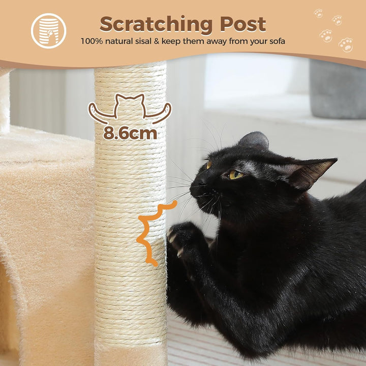 PAWZ Road Kleiner Katzenbaum für Indoor-Katzen mit Hängematte, Katzenturm mit Sisal-überzogenem Krat