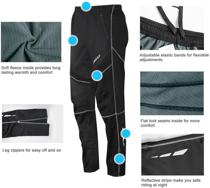 baleaf Herren Fahrradhose Thermo Fleece Radhose Wasserdicht Winddicht Softshellhose Warm Wanderhose