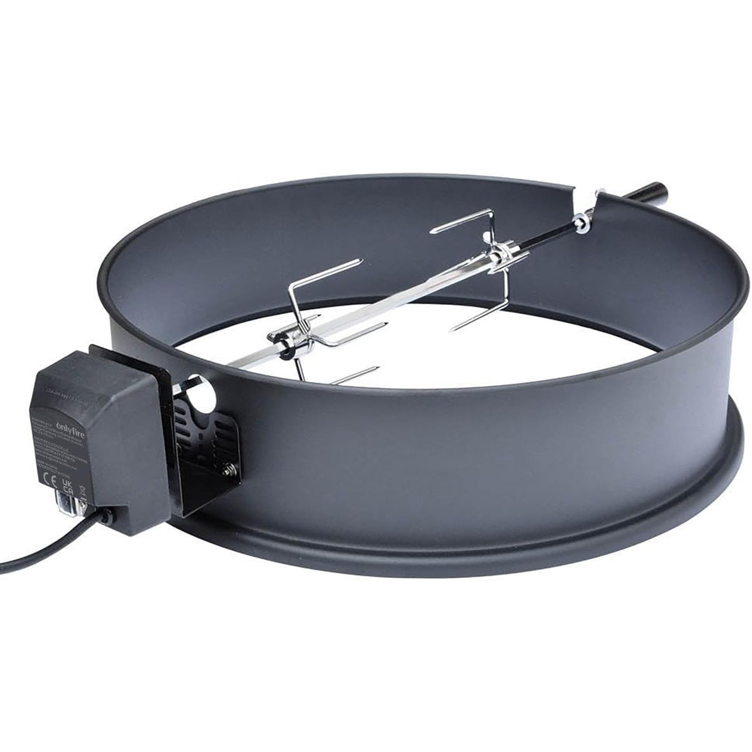 onlyfire 57CM Universal Drehspiess mit Motor Grillspiess-Aufsatz Set für Kugelgrill, Rotisserie, Hol