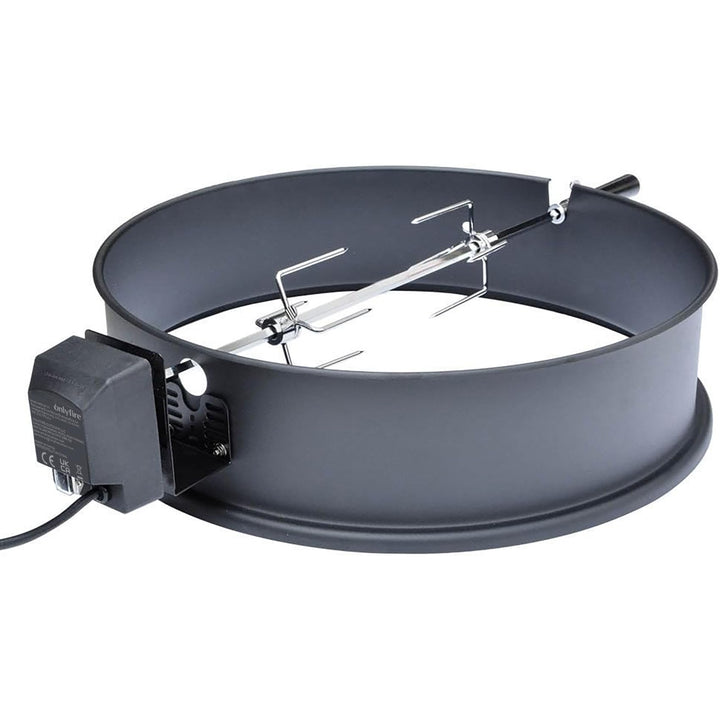 onlyfire 57CM Universal Drehspiess mit Motor Grillspiess-Aufsatz Set für Kugelgrill, Rotisserie, Hol