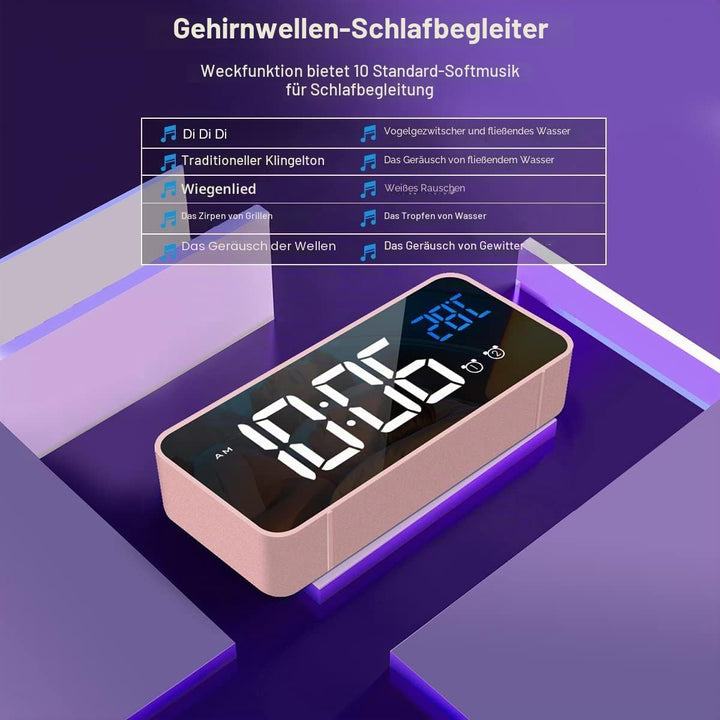 HOMVILLA Wecker, Wecker Digital mit Grosse LED Temperaturanzeige, Digitaler Wecker mit Dual Alarm, S