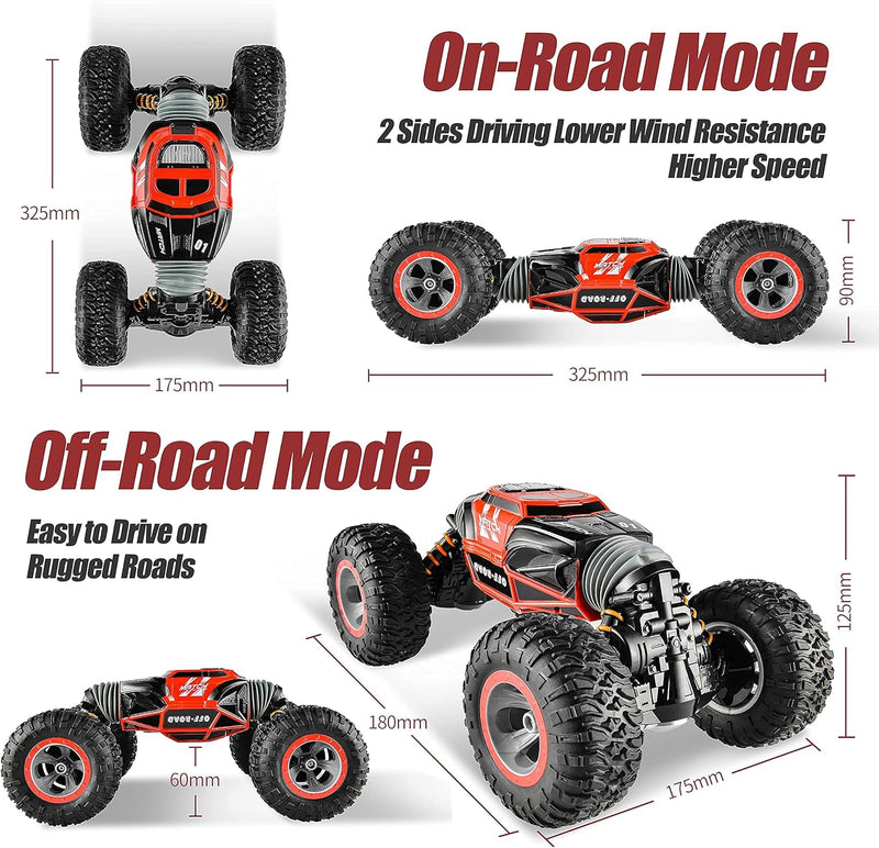 BEZGAR TD141 Ferngesteuertes Auto - 4WD 2.4GHz RC Auto für Kinder, Verwandeln Auto Spielzeug Stunt c