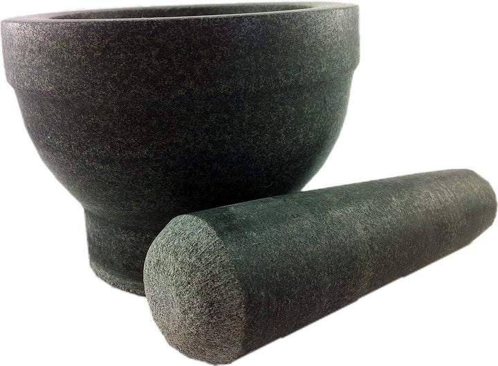 Granit Mörser mit Stössel (massiver Mörser aus Granit mit Schlegel) polierte Ausführung, iapyx®