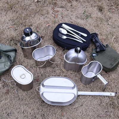 Goetland 304 Edelstahl Campingpfanne Essgeschirr US-Militärstil Kochgeschirr Camping Geschirr Campin