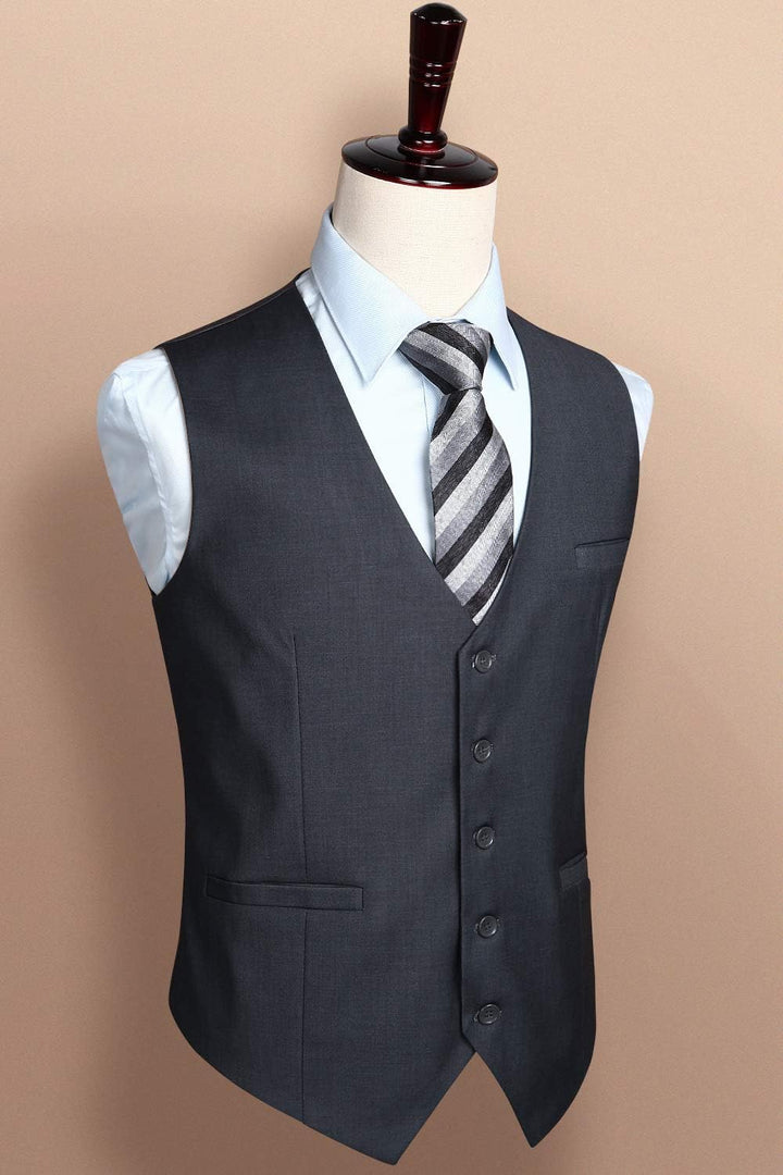 HISDERN Herren Formale Hochzeit Party Weste Baumwolle Einfarbig Weste XS Grau, XS Grau