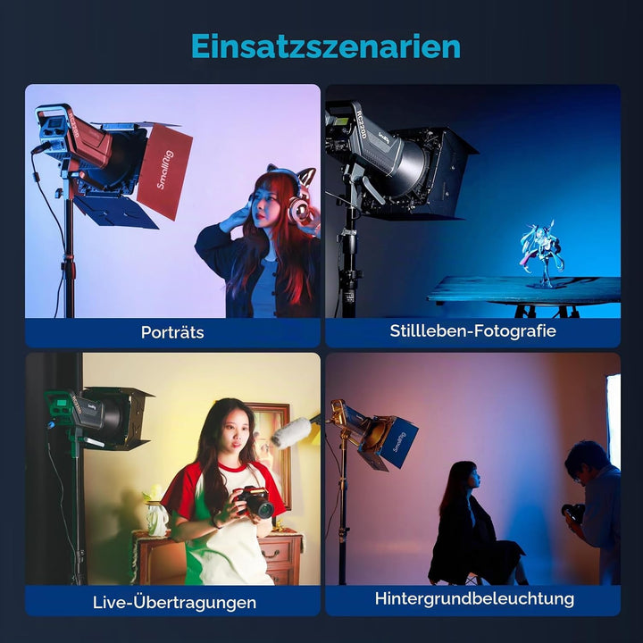 SMALLRIG 8-Leaf Lighting Barn Doors mit Bowens Mount, dämpfendem Wellendesign, Farbgel-Clip und Wabe
