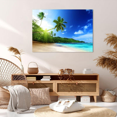 Bilder auf Leinwand 100x70cm Leinwandbild Baum Dschungel Welle Landschaft Gross Wanddeko Bild Schlaf