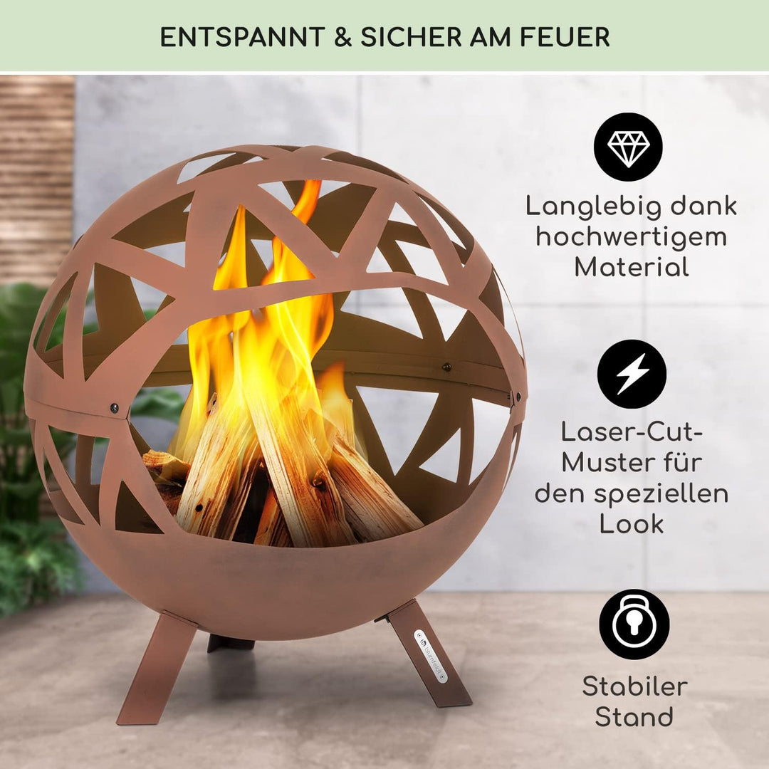 Blumfeldt Feuerschale, Robuste Outdoor Stahl-Feuerschale Gross für Balkon & Camping, Mobile Feuersch