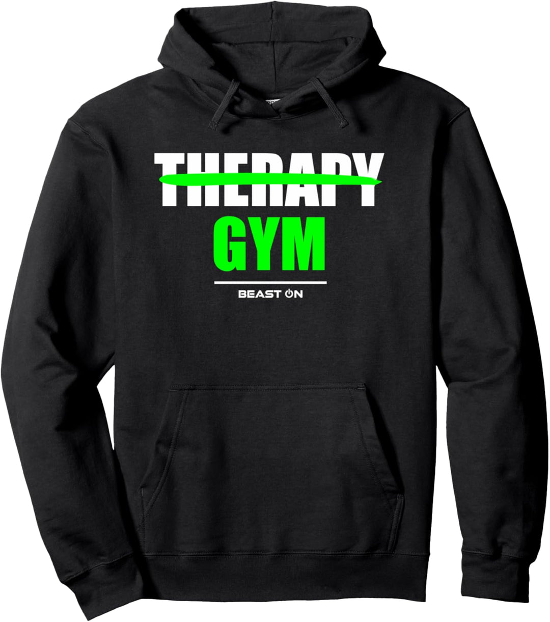 Therapy is Gym Bodybuilding Gains Gym Fitness Workout Grün Pullover Hoodie