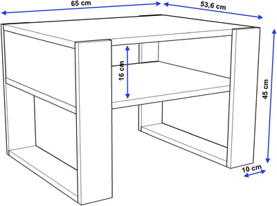 Couchtisch KARO rechteckiger Kaffeetisch aus Holz Modern Teetisch 65 x 53,6 45cm massiv und stabil (