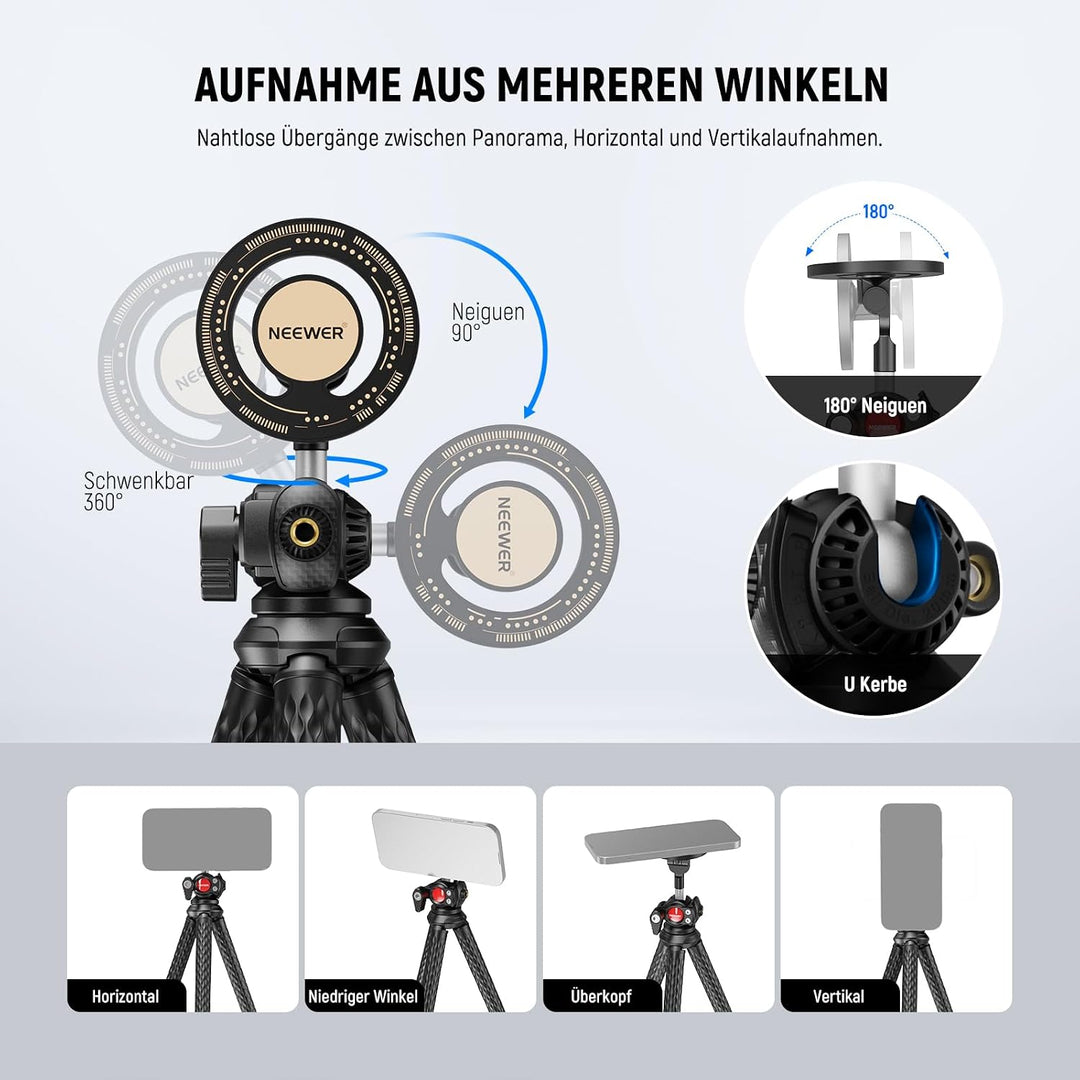 NEEWER Magnetische Flexible Handy Stativ kompatibel mit iPhone 15 Pro Max 14 Magsafe Serie Android M