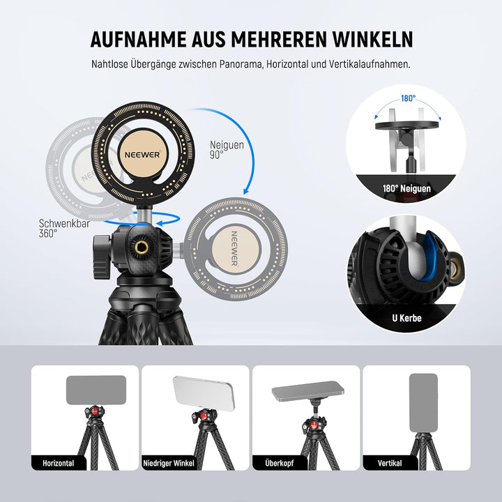 NEEWER Magnetische Flexible Handy Stativ kompatibel mit iPhone 15 Pro Max 14 Magsafe Serie Android M
