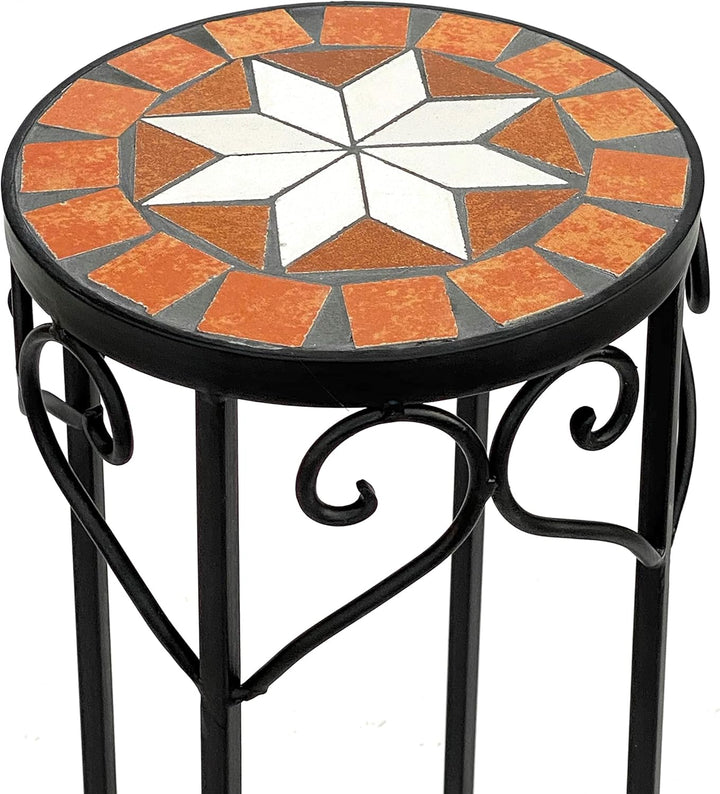 DanDiBo Blumenhocker Mosaik Rund 46 cm Blumenständer 12011 Beistelltisch Pflanzenständer Mosaiktisch