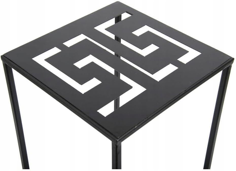 HowHomely Blumenständer Metall 60 x 24 cm - Blumenhocker mit Geometrischem Design - Schwarz Pflanzen