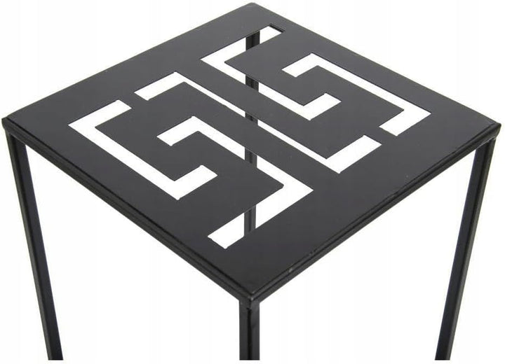 HowHomely Blumenständer Metall 60 x 24 cm - Blumenhocker mit Geometrischem Design - Schwarz Pflanzen