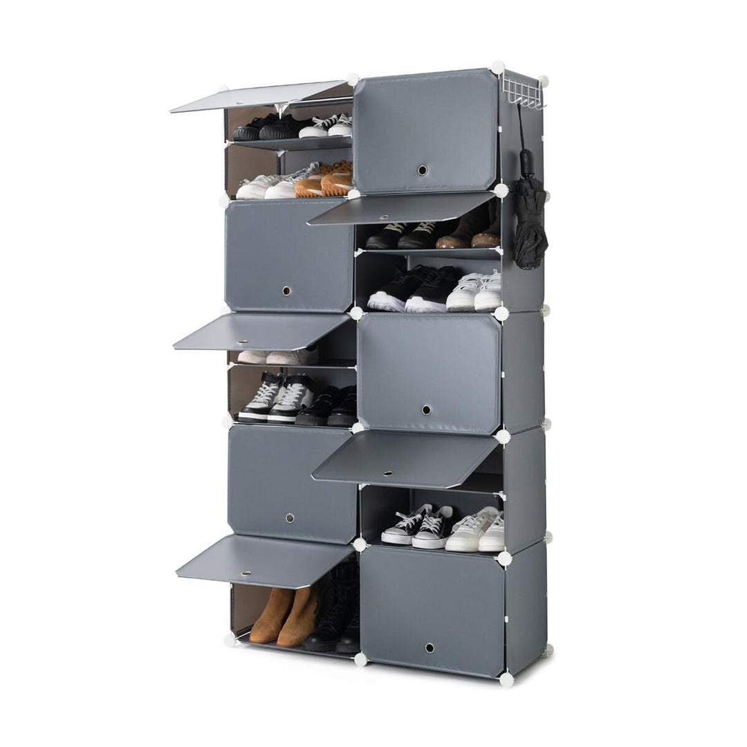 InnovaGoods® Tragbares modulares Schuhregal, 8 Module, 14 Fächer für 28 Paare, inklusive Kleiderstan