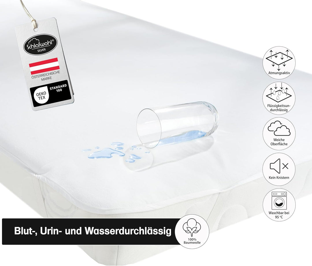 Wasserdichter Matratzenschoner • Matratzenschutz • Topper 90 x 200 cm •Zertifiziert • 1er Packs, 1er