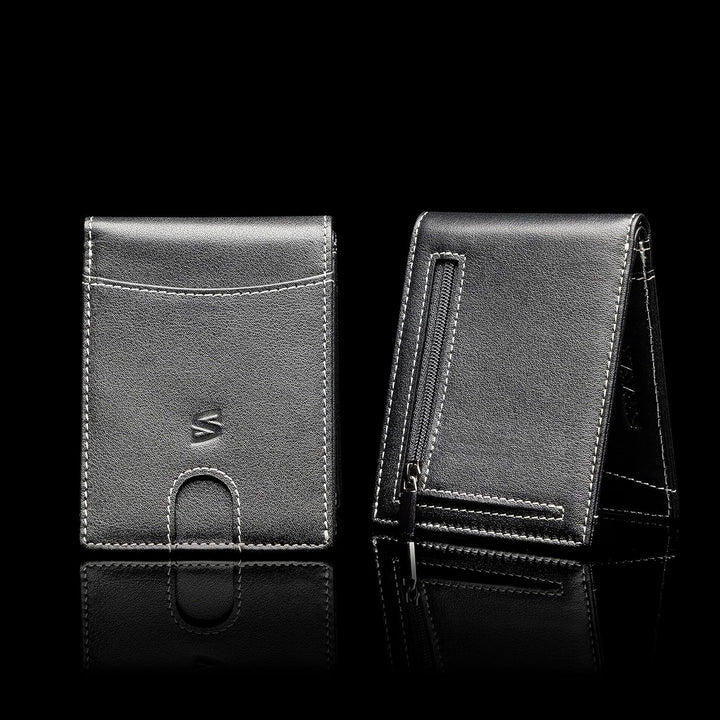 SERASAR | Premium Wallet [Clever] für Herren in schwarz aus Echtleder | 11 Kartenfächer | Wahlweise