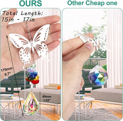 Sonnenfänger Kristall Windspiel,5 Stück Baum Eulen Kolibri Schmetterling Fee Anhänger ,Regenbogen Kr
