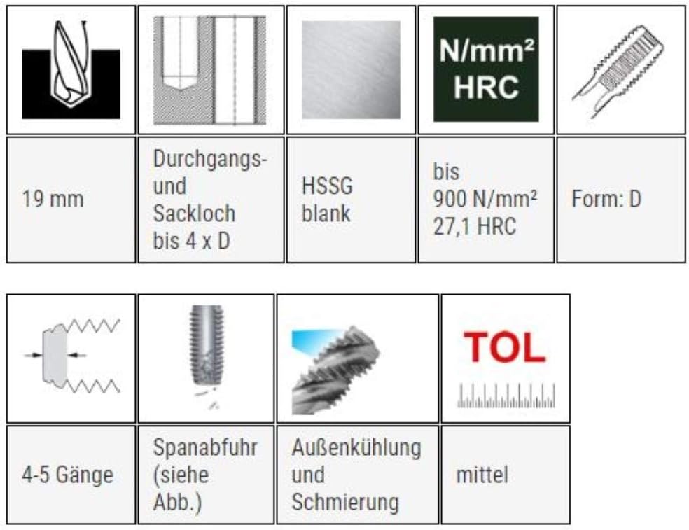 BAER Gewindebohrer G 1/2 x 14 HSSG - Einschnittgewindebohrer Form D - G (BSP) 1/2x14 - Gewindeschnei
