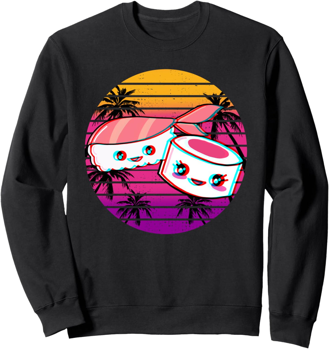 Kawaii Sushi Nigiri Maki Japanese Food Vaporwave Aesthetic Sweatshirt
