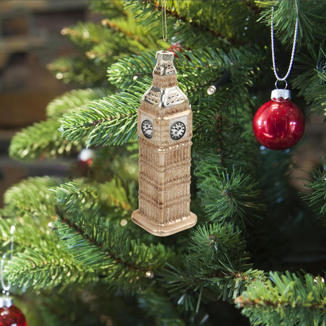 TOYANDONA Weihnachtliche Grosse Uhr Glasfigur Dekorativer London Turm Baumschmuck Kreative Hängende