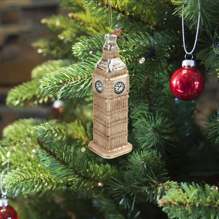 TOYANDONA Weihnachtliche Grosse Uhr Glasfigur Dekorativer London Turm Baumschmuck Kreative Hängende