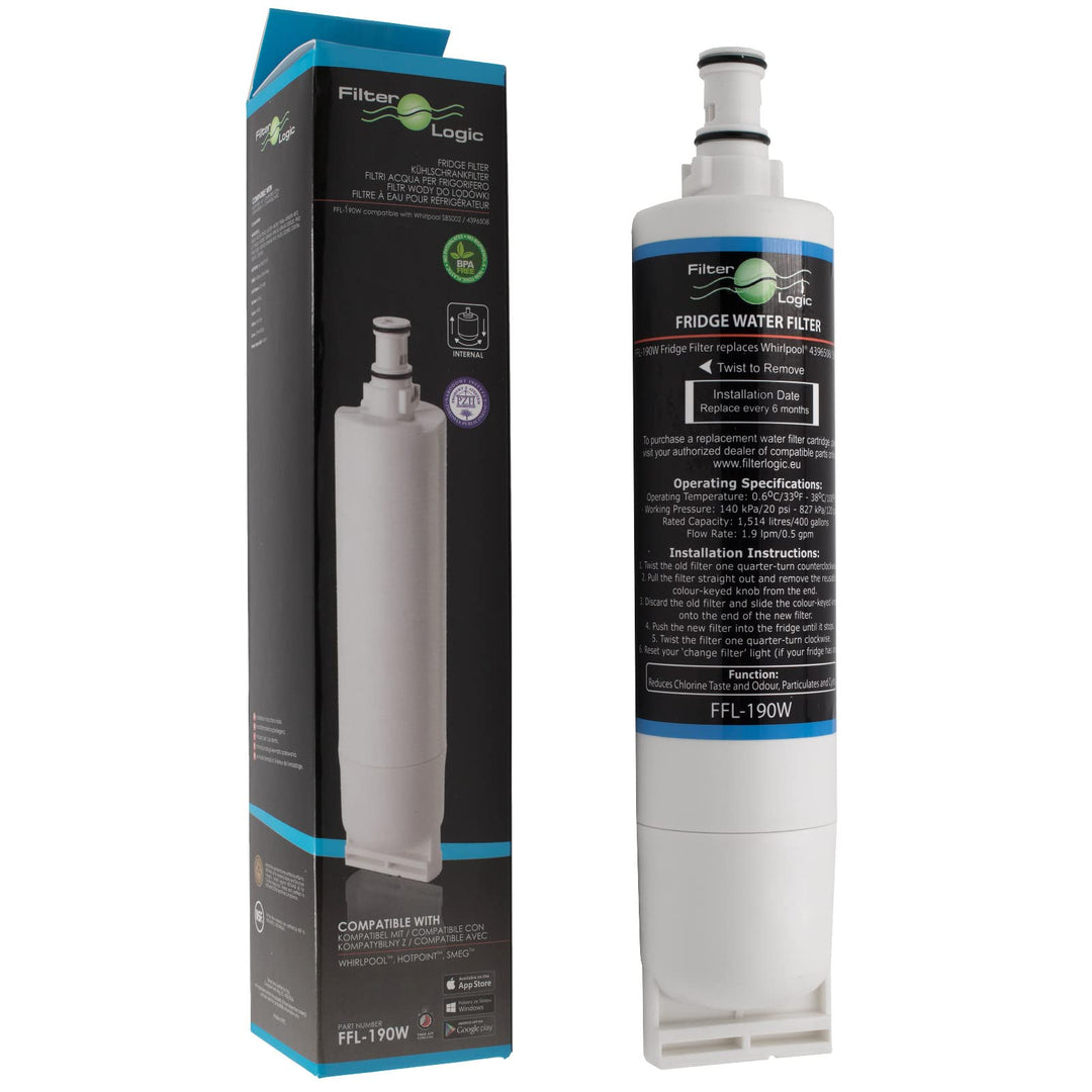 FilterLogic FFL-190W | 1x Wasserfilter kompatibel mit Bauknecht SBS103, 484000008723 - SBS003, 48128