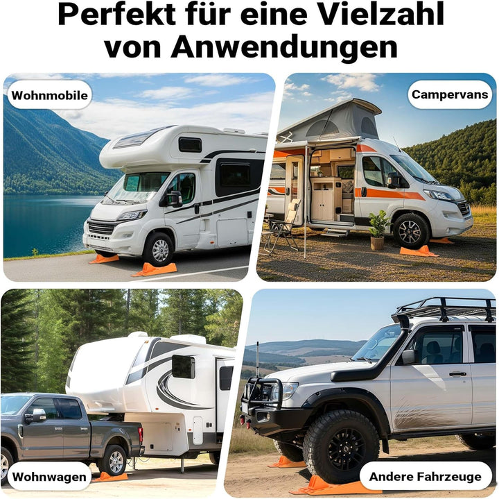 Wiltec Auffahrkeil für Wohnwagen 2 Stück 3,5 t Traglast, Unterlegkeile mit Stopper und Auffahrhilfe,