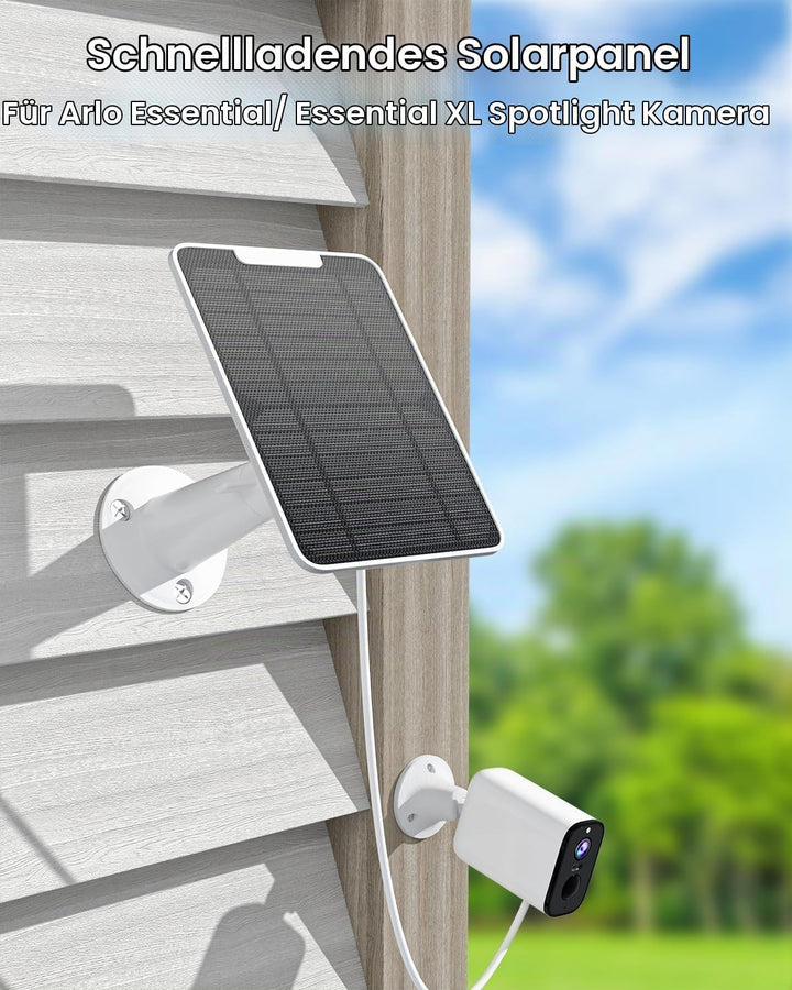 Solarpanel kompatibel mit Arlo Essential Spotlight/XL-Strahler-Kamera, 5W Solarpanel-Ladegerät, IP65