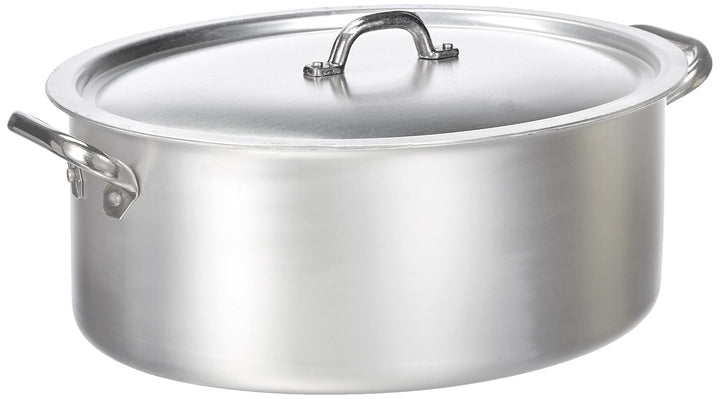 Pentole Agnelli Kochtopf oval mit Deckel, aus Aluminium, mit 2 Griffen aus Edelstahl, Silber 34x23x1