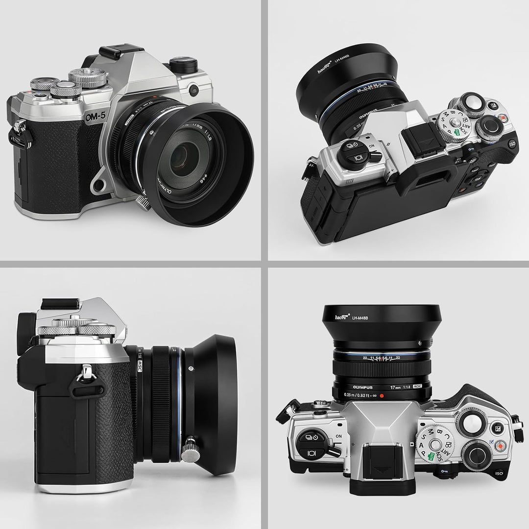 Haoge LH-M48B Gegenlichtblende aus Metall für Olympus M.ZUIKO Digital 17mm F1.8 1:1.8 Objektiv erset