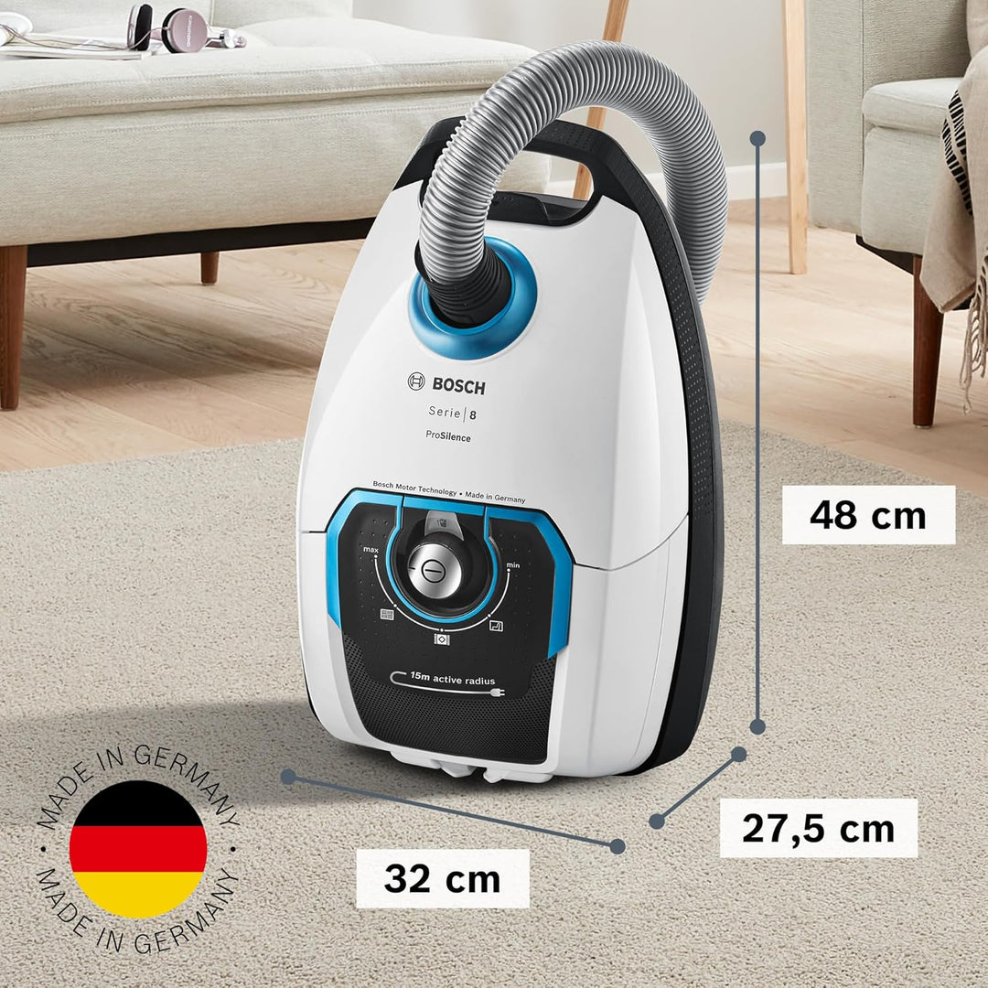Bosch Staubsauger mit Beutel ProSilence Serie 8 BGB75XSIL, Bodenstaubsauger, ideal für Allergiker, H
