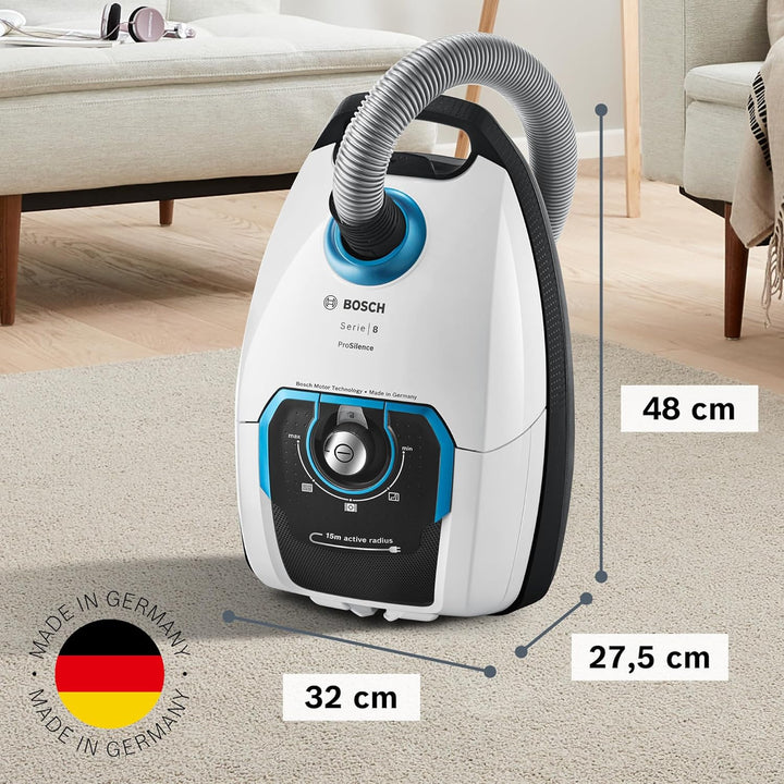 Bosch Staubsauger mit Beutel ProSilence Serie 8 BGB75XSIL, Bodenstaubsauger, ideal für Allergiker, H
