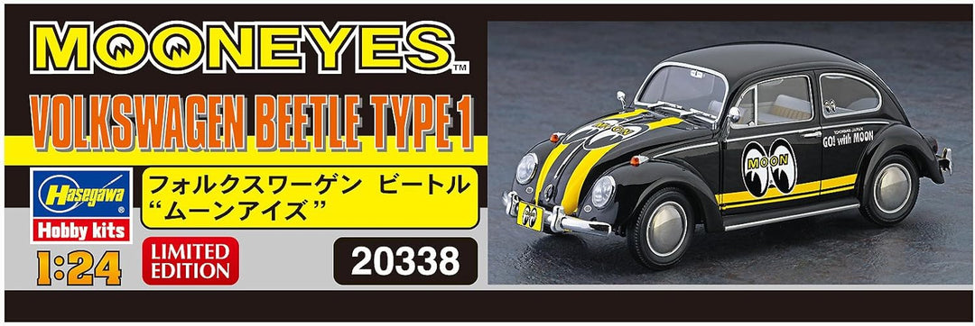 Hasegawa 020338 1/24 Volkswagen Käfer Type 1,Mooneyes Plastikmodellbausatz, Modelleisenbahnzubehör,