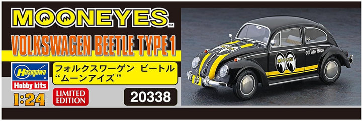 Hasegawa 020338 1/24 Volkswagen Käfer Type 1,Mooneyes Plastikmodellbausatz, Modelleisenbahnzubehör,