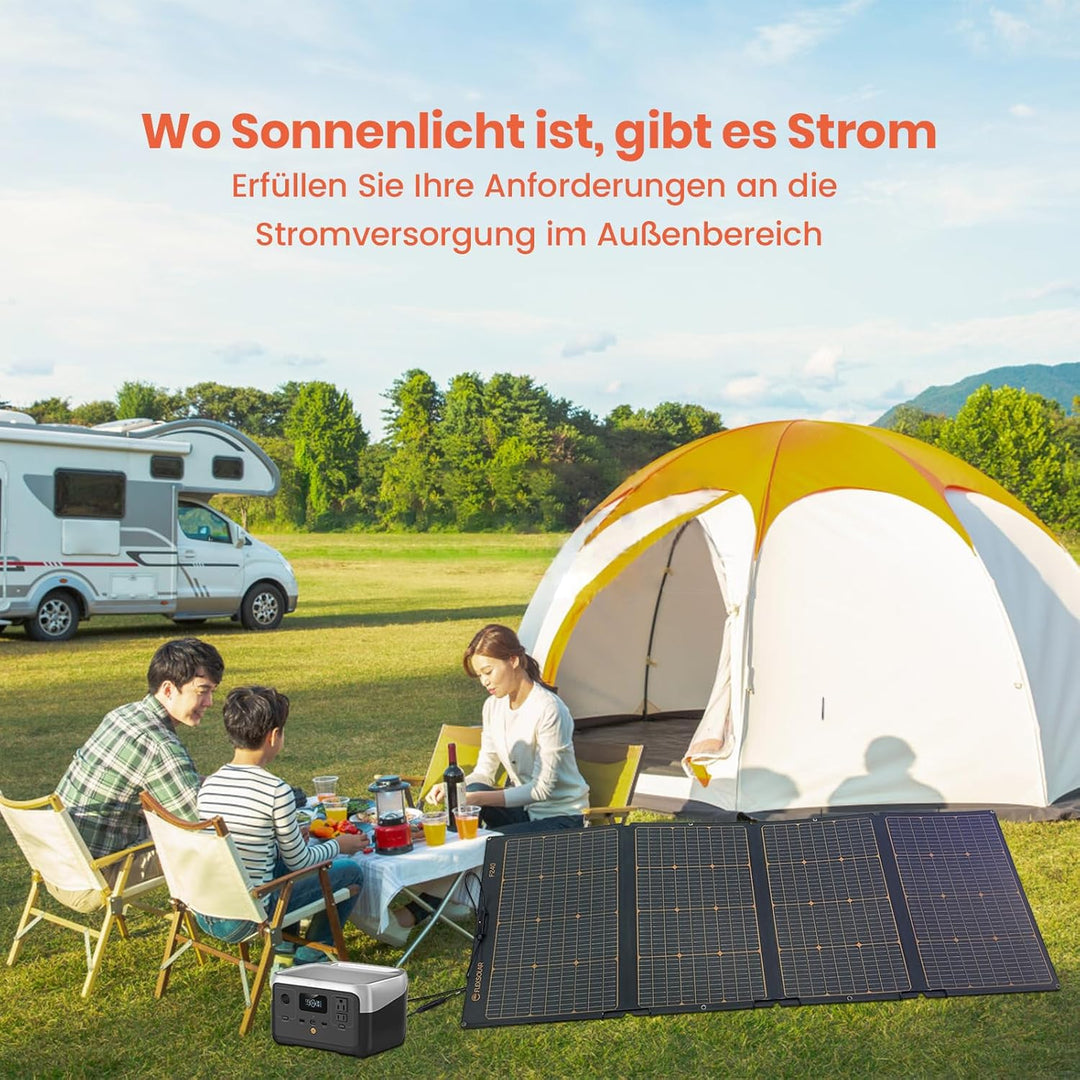 FlexSolar Solarpanel Faltbar 240W, IP67 Wasserdichtes Tragbares Solarpanel kit mit 20V-28V DC Ausgän