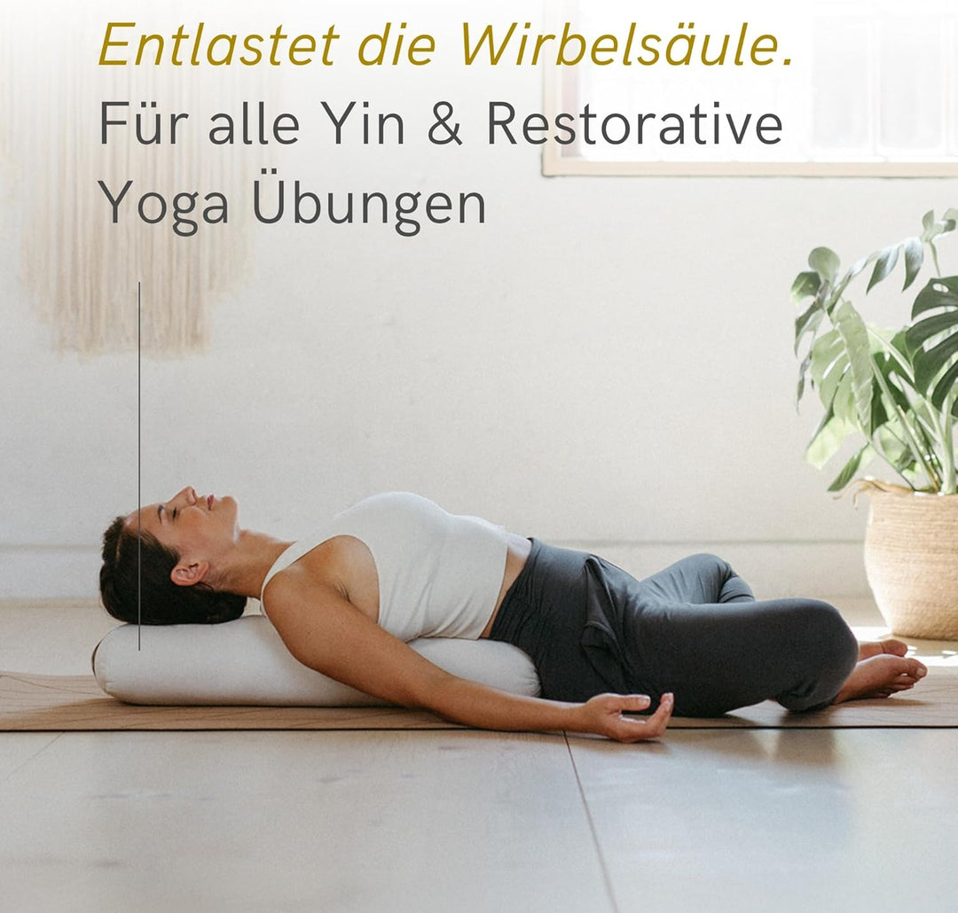 Lotuscrafts® Bolster Yoga Nackenrolle für Yin, 100% Kapok Füllung, Bezug aus Baumwolle waschbar, Kis