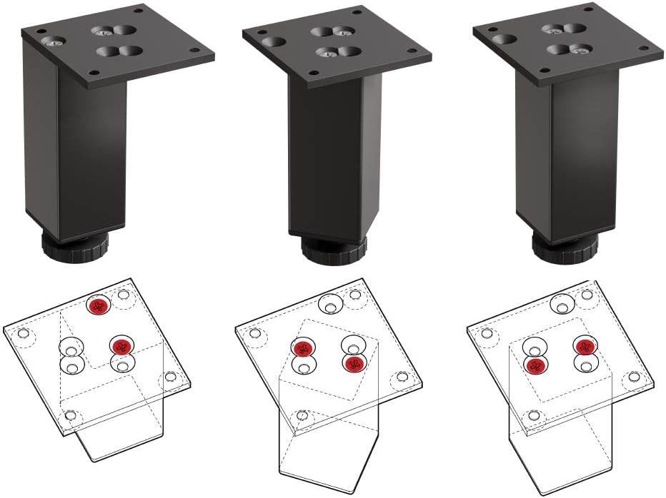 Sossai Exklusiv Möbelfüsse E4MF, höhenverstellbares 4er Set, Höhe: 150 mm, Schwarz, aus Aluminium 45