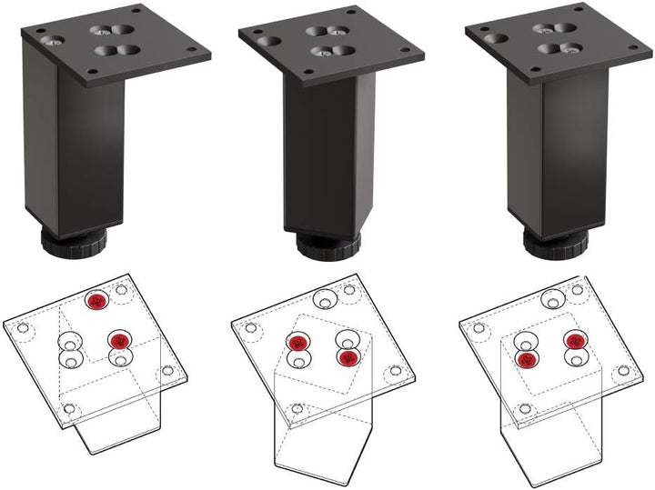 Sossai Exklusiv Möbelfüsse E4MF, höhenverstellbares 4er Set, Höhe: 150 mm, Schwarz, aus Aluminium 45
