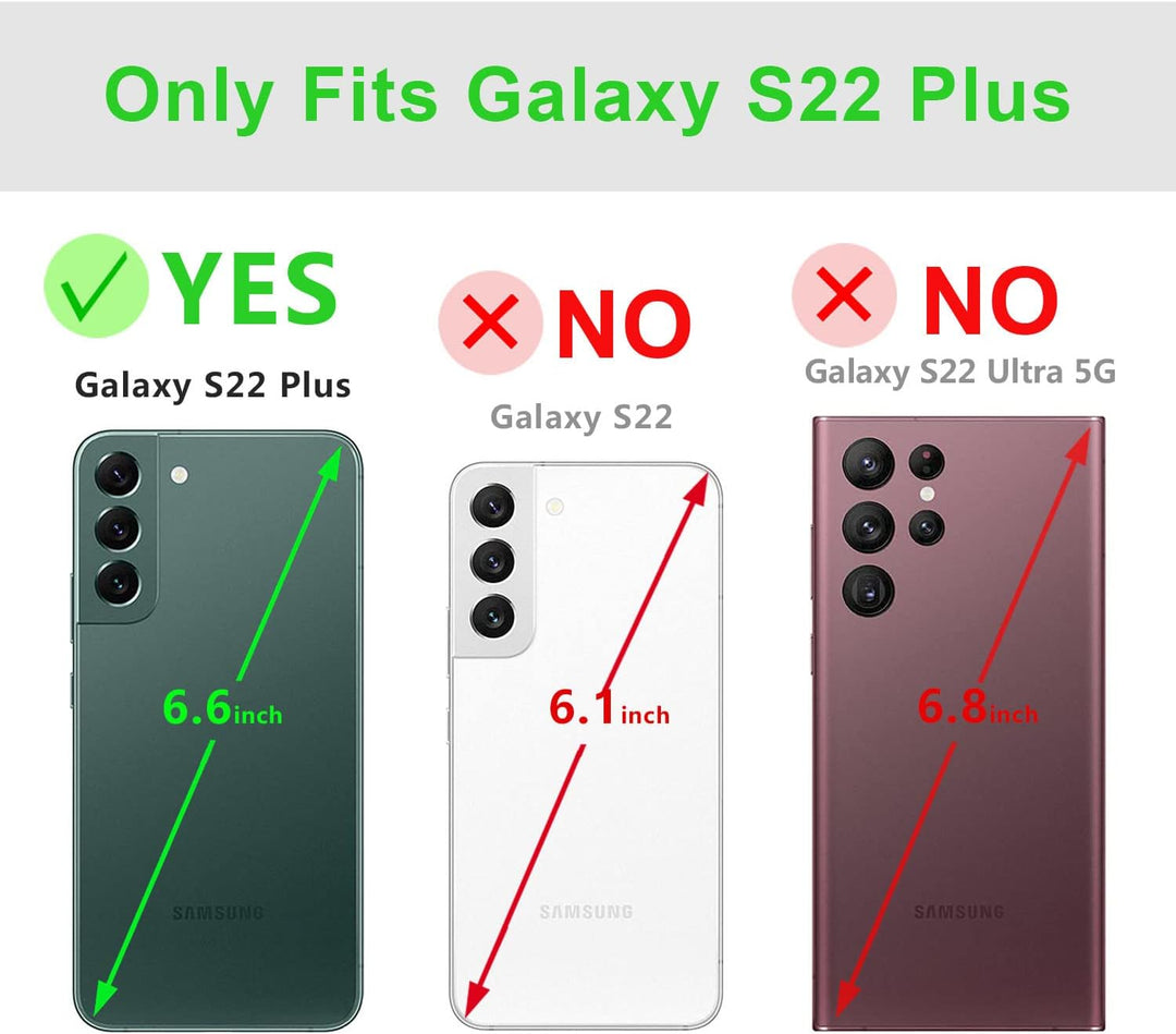 LENSUN Echtleder Hülle für Samsung Galaxy S22 Plus, Handyhülle [Echtes Leder][Magnetverschluss][RFID