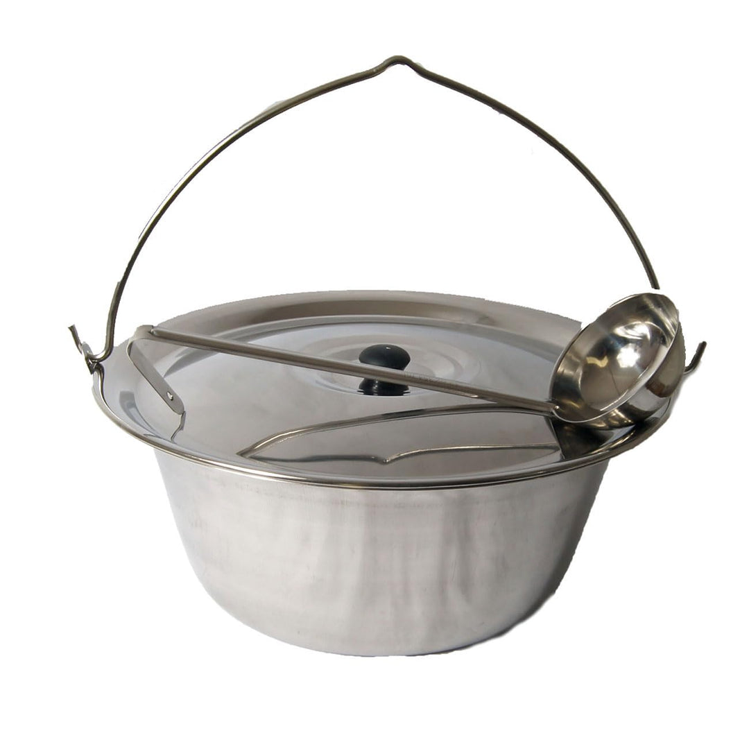 Set Gulaschkessel Gulaschtopf Edelstahl 14 Liter + Deckel + Gratis Schöpfkelle