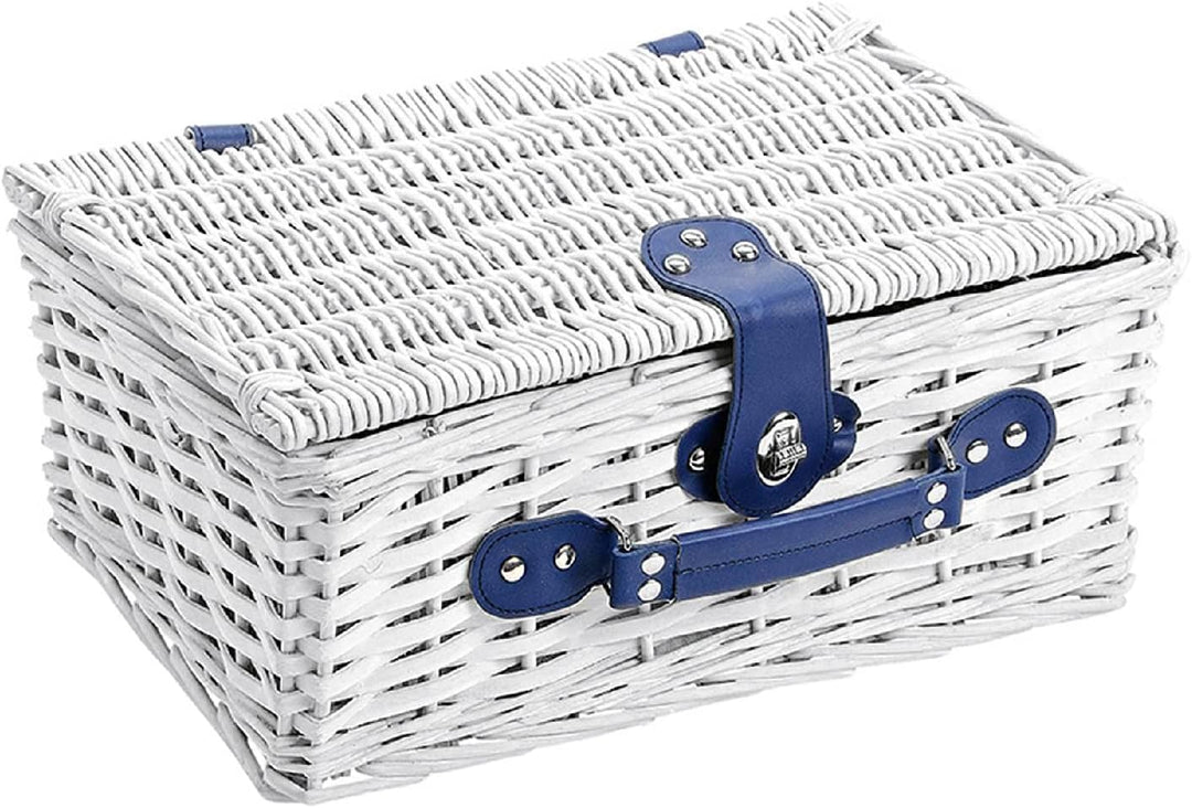 Pärchen Picknickkorb, blau-weiss, gestreift | Picknick Set für 2 Personen | 16 Teile