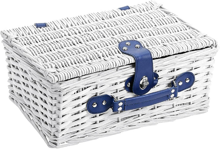 Pärchen Picknickkorb, blau-weiss, gestreift | Picknick Set für 2 Personen | 16 Teile