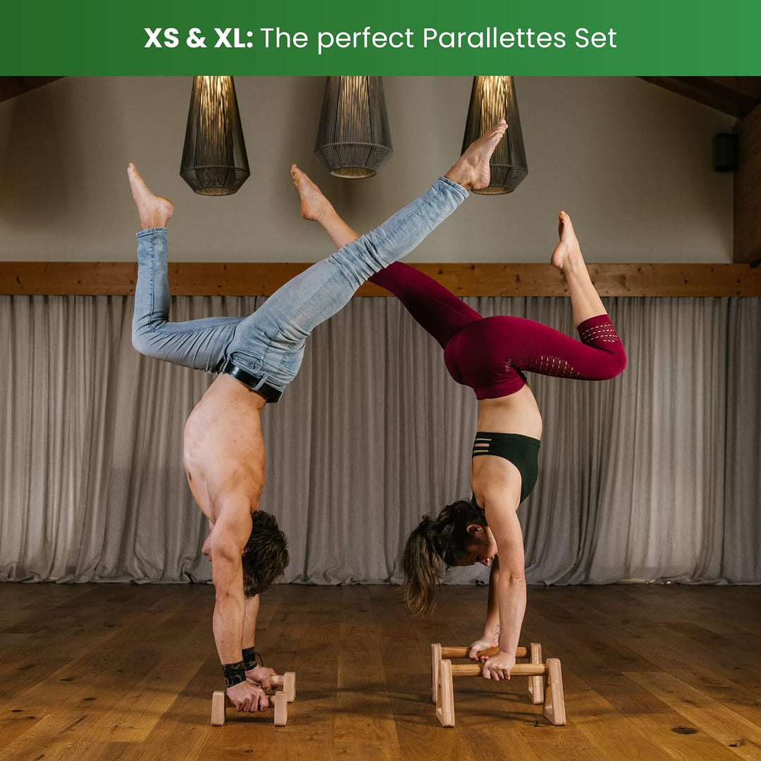 woodpower PowerBars Holz-Parallettes gelenkschonende Liegestützgriffe, Handstand-Barren & Minibarren