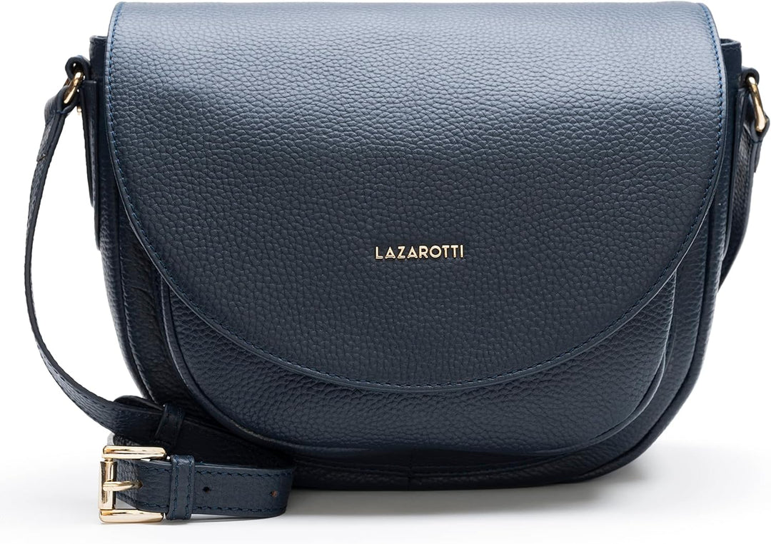 Lazarotti Bologna Leder Umhängetasche Damen | längenverstellbarer Schultergurt & 3 Fächer | grosse C