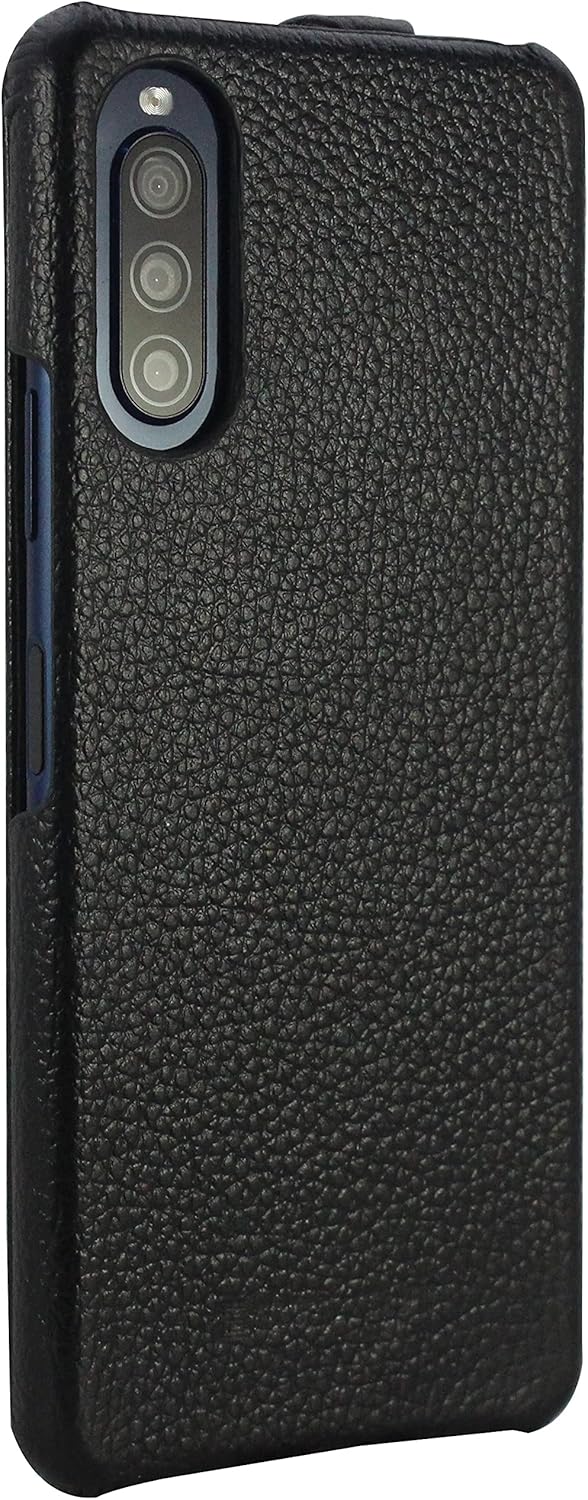 STILGUT UltraSlim kompatibel mit Sony Xperia 10 II Hülle aus Leder - Xperia 10 II Flip Case, Klapphü