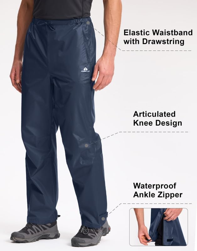 Pioneer Camp Regenhose Herren Wasserdicht 20000mm Leichte Packbar Fahrrad Überhose Winddichte Atmung