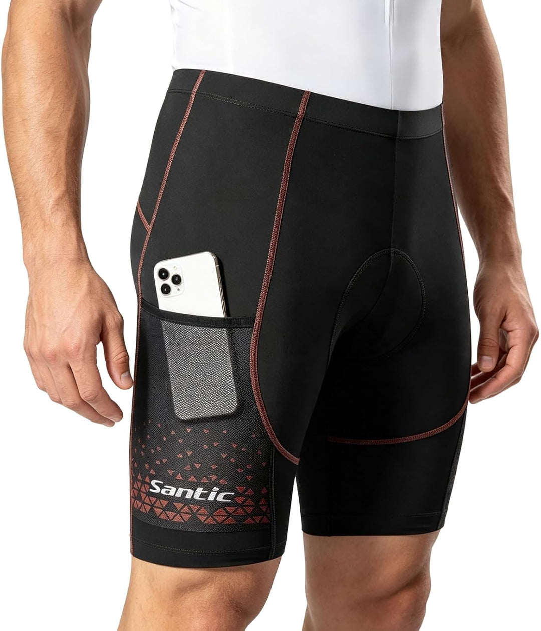 Santic Radlerhose Herren Kurz mit Sitzpolster Radhose Herren Kurz Fahrradhose Herren Gepolstert Rads